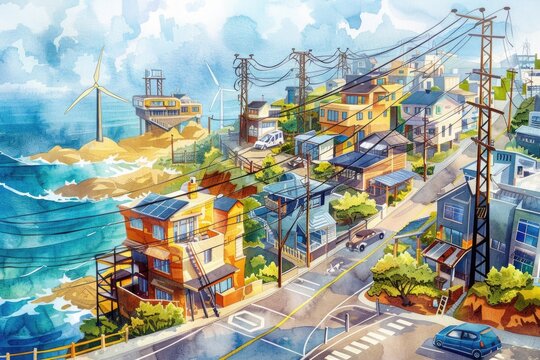 Urban landscape by the sea, suitable for travel blogs