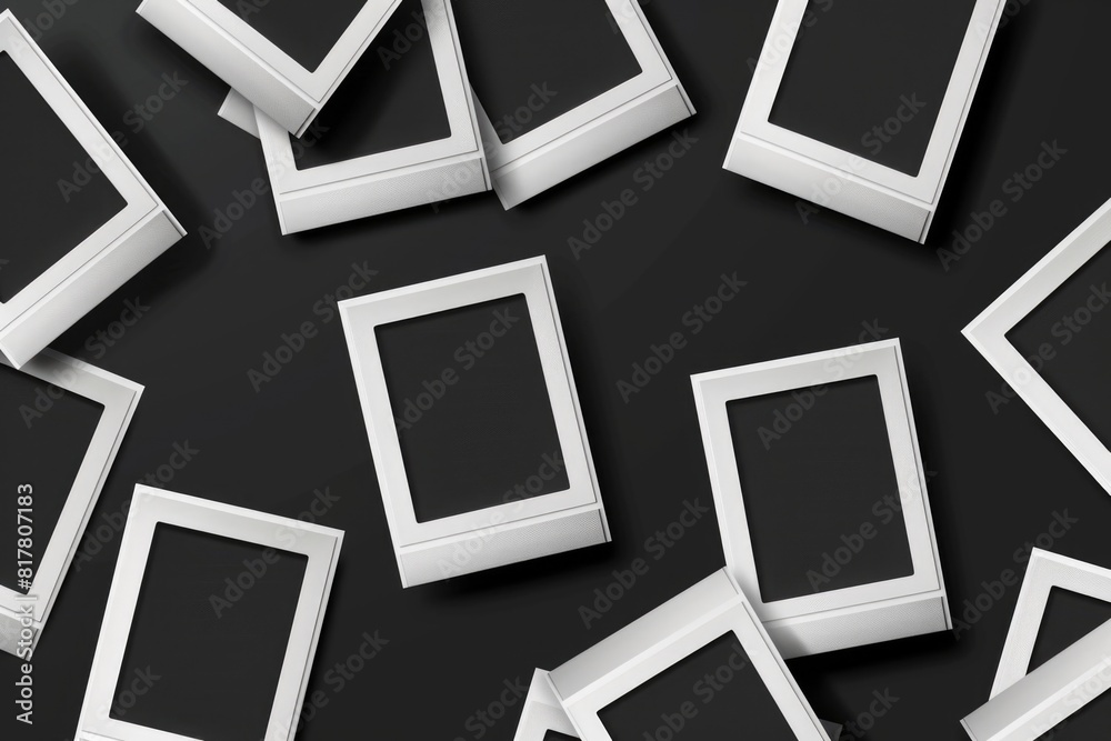 Poster White frames arranged on a table, suitable for home decor projects