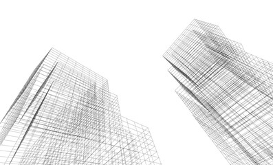 abstract architectural drawing 3d illustration
