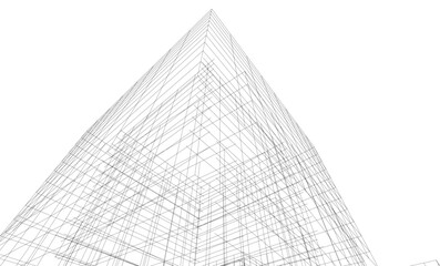 abstract architectural drawing 3d illustration
