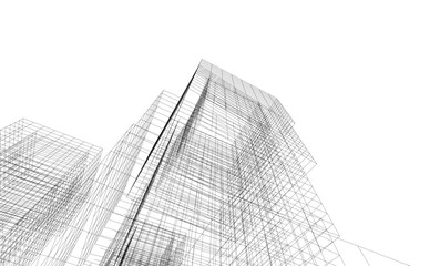 abstract architectural drawing 3d illustration