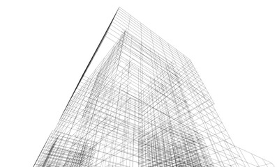 abstract architectural drawing 3d illustration