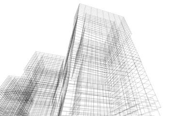 abstract architectural drawing 3d illustration