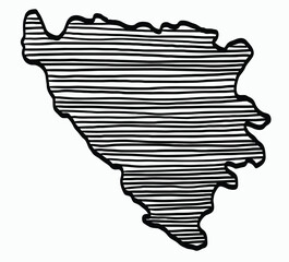Doodle freehand drawing of Bosnia map.