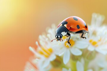 Obraz premium A ladybug perched on flower petals