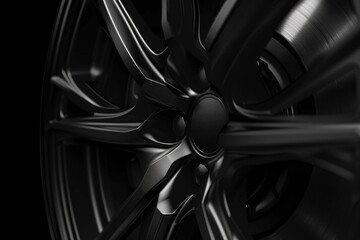 Detailed view of a car wheel. Suitable for automotive themes