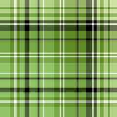 Seamless pattern in comfortable green, black and white colors for plaid, fabric, textile, clothes, tablecloth and other things. Vector image.