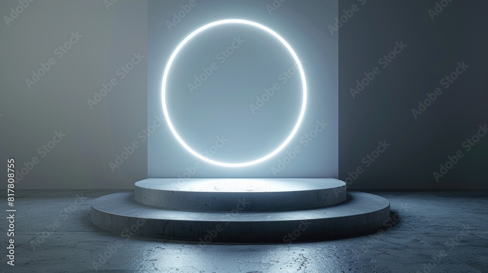 Poster a circular light shining in a dark room, suitable for various design projects