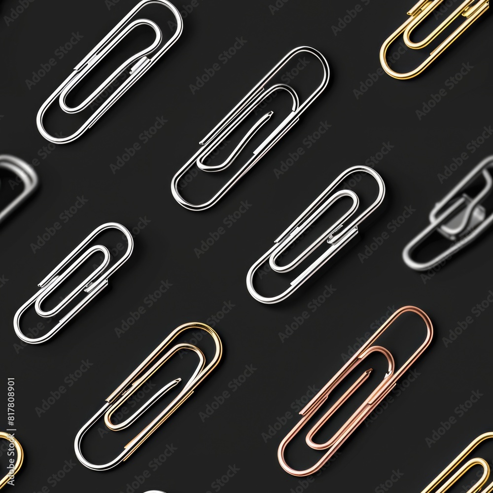Poster a close up of a bunch of paper clips. useful for office and organization concepts