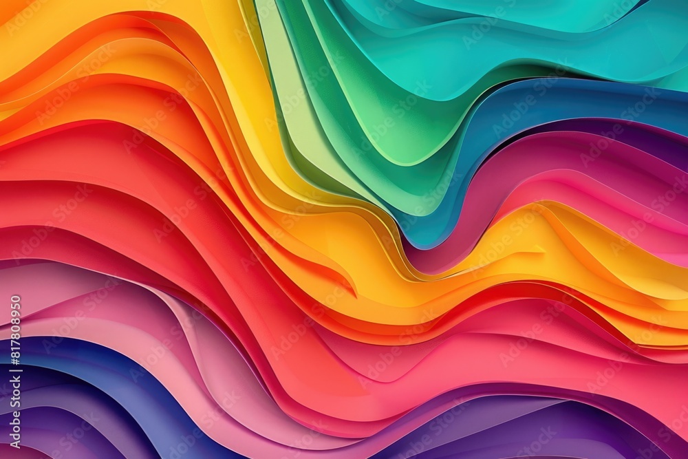 Poster Multicolored background with wavy lines, suitable for various design projects