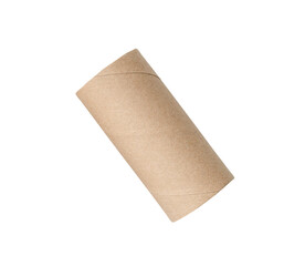 Top view of single brown tissue paper core isolated with clipping path in png file format