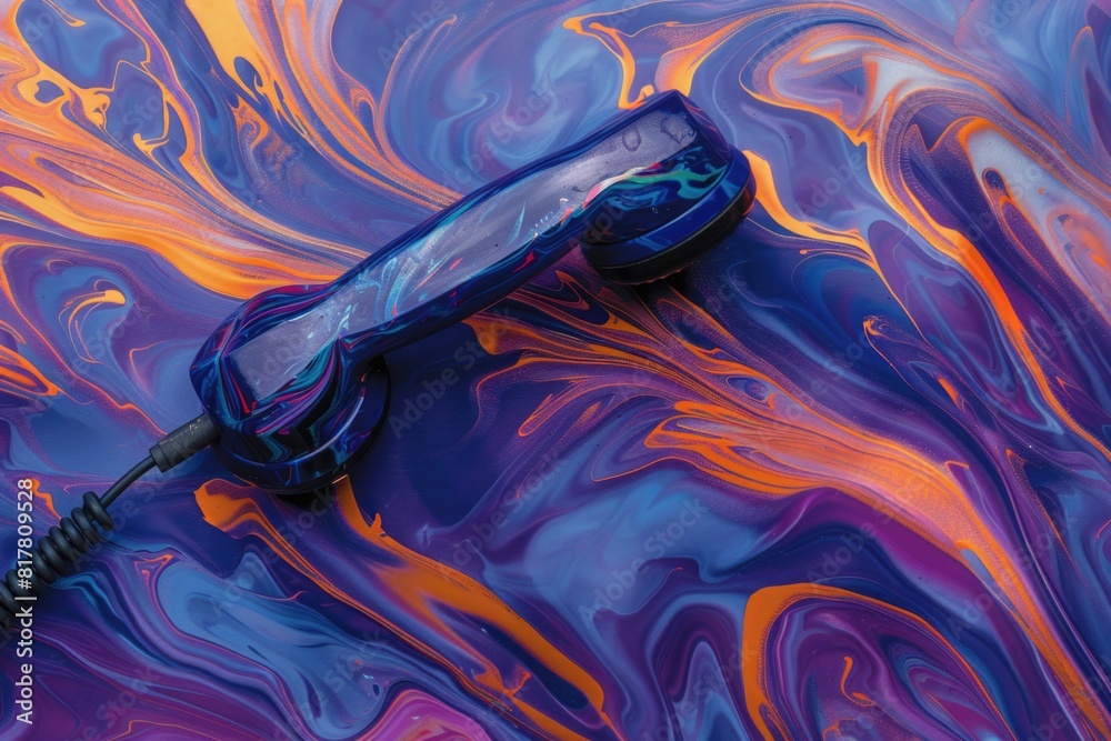 Poster a cell phone resting on a vibrant surface. suitable for technology concepts