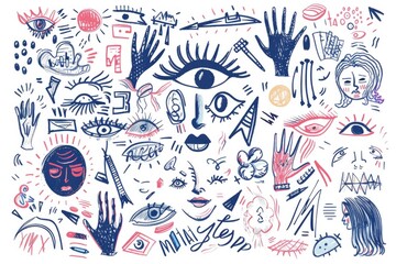 Obraz premium Collection of drawings on white background. Ideal for presentations or educational materials