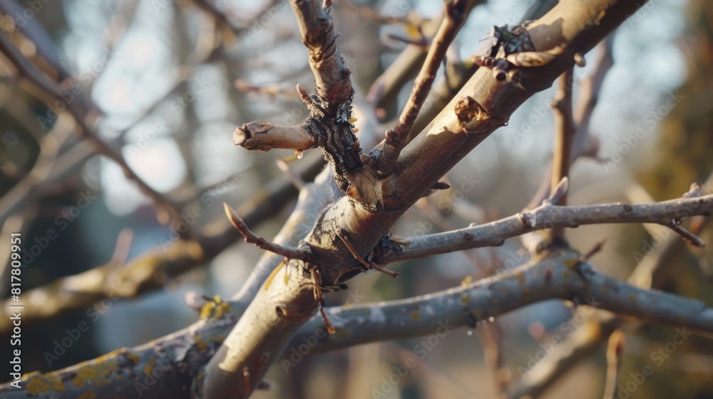 Poster Detailed view of a single tree branch, suitable for nature concepts