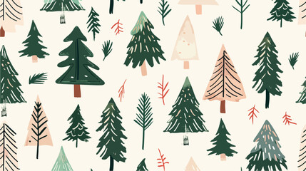 Christmas trees hand drawn vector seamless pattern