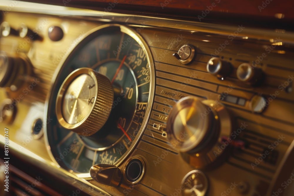 Poster detailed image of an old fashioned radio. perfect for retro design projects