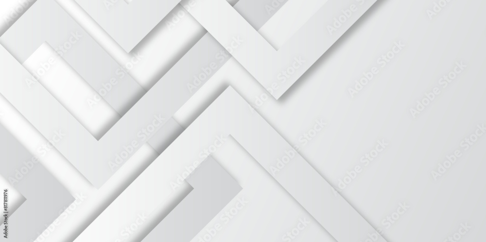 Poster Abstract white and grey triangle overlay texture background. Modern elegant white gray banner background with creative design and shiny lines. Light gray triangle abstract subtle vector background..