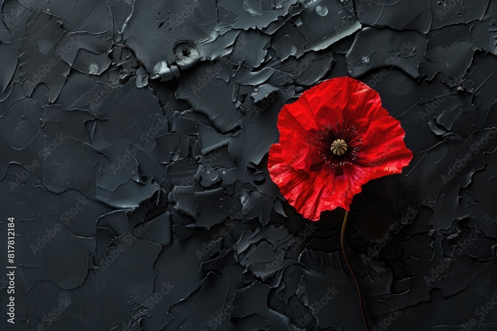 Aufkleber A striking image of a single red flower against a dark black background. Perfect for adding a pop of color to any design