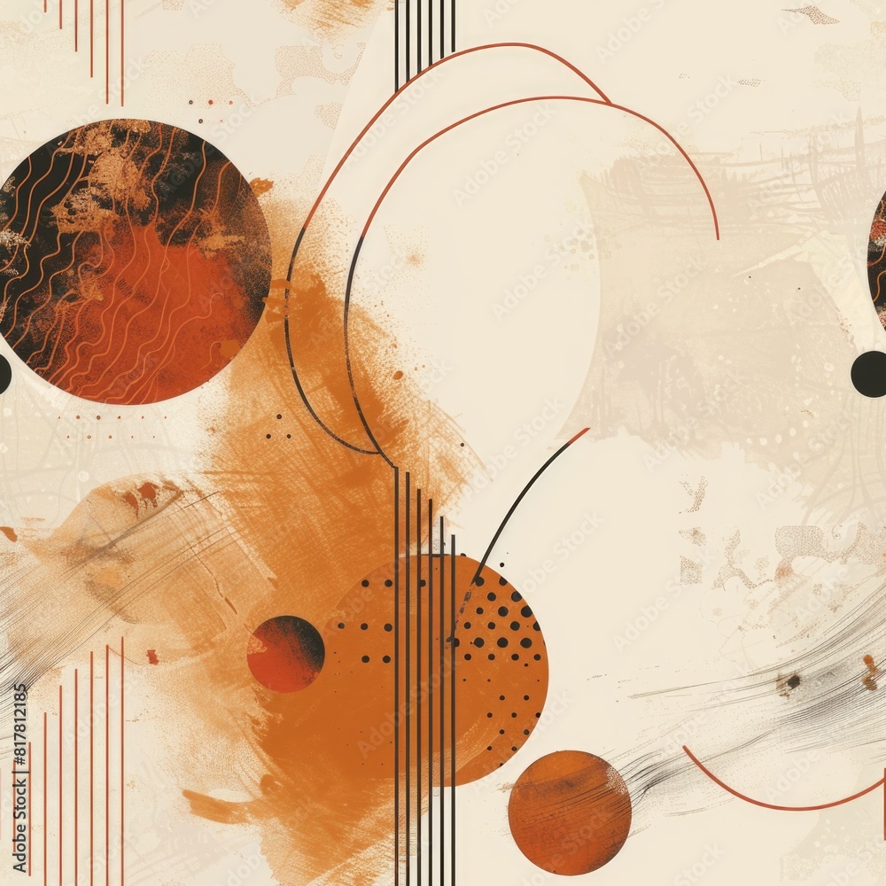 Poster colorful abstract painting with circles and lines. great for modern art concepts