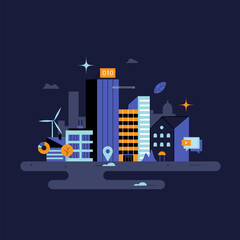 Obraz premium City landscape with buildings.