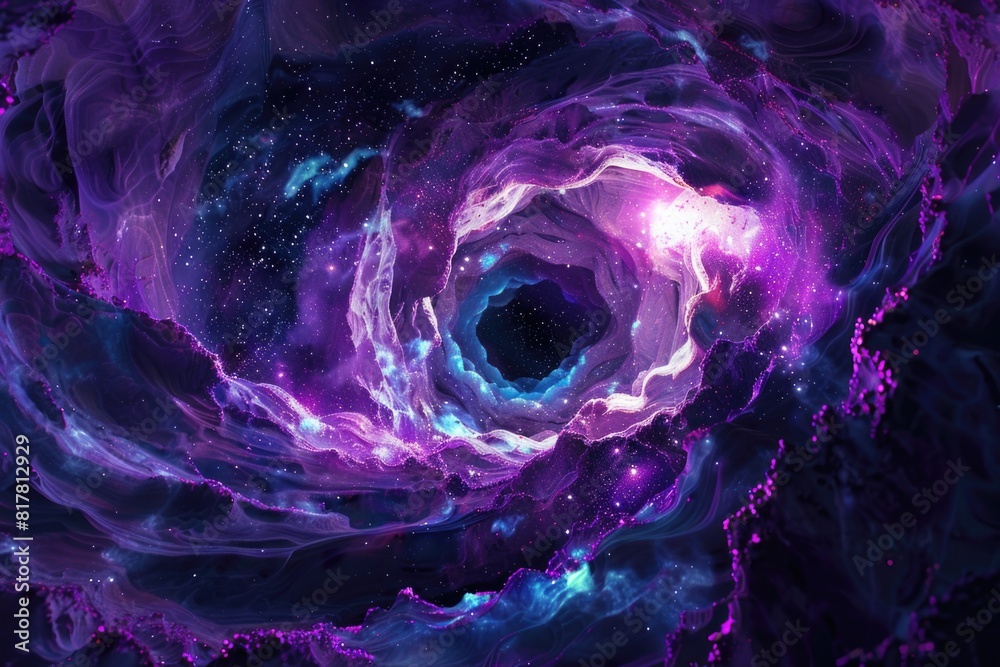 Poster abstract purple and blue swirl with stars in the background. suitable for graphic design projects