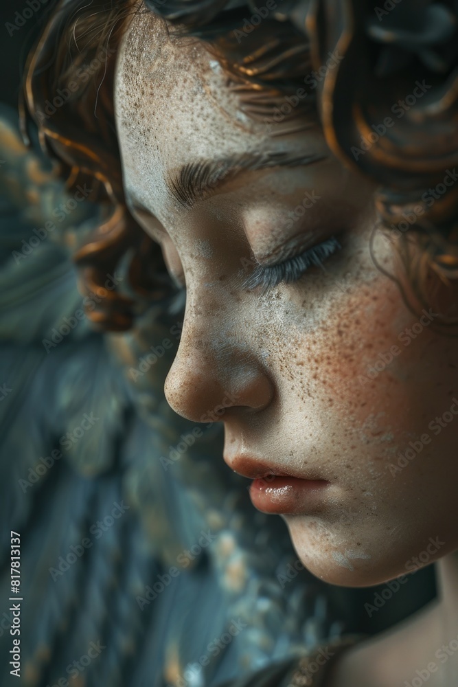 Poster Close up of a child with freckles. Suitable for various projects