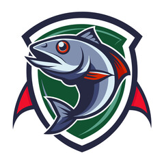 Fototapeta premium A vibrant emblem featuring a lively and dynamic fish for fishing product