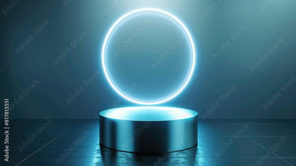Poster a circular light shining in a dark room. perfect for mysterious or spooky themes