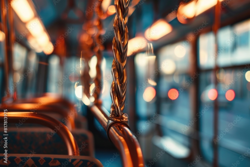 Poster a glimpse inside a public transit bus, suitable for transportation concepts