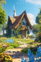 Enchanted storybook cottage in nature