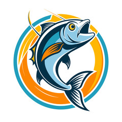 Fototapeta premium A vibrant emblem featuring a lively and dynamic fish for fishing product
