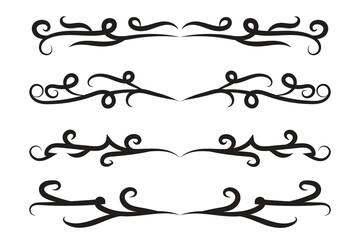 Calligraphy filigree lines Text dividers, vintage Flourishes decorative Scrolls wedding Ornate, fancy elegant page Separators design elements, Header Swirls menu cards Ornamental Border