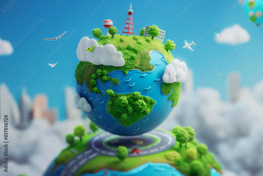 Wall mural green planet earth with trees