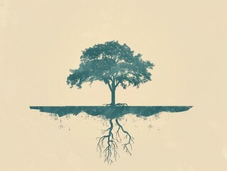 A tree with its roots visible in the water