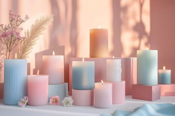 Elegant Candle Collection with Summer Fragrances Luxury Home Decor Mockup Arrangement