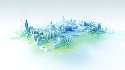 Obraz premium Digital technology blue and green 3d computer model poster background