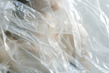 Transparent Plastic Clothing Showcasing Sustainable Fashion Trends Amidst Climate Change