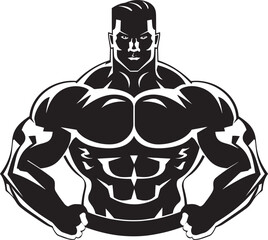 Silhouette of muscular man, workout man, body builder 