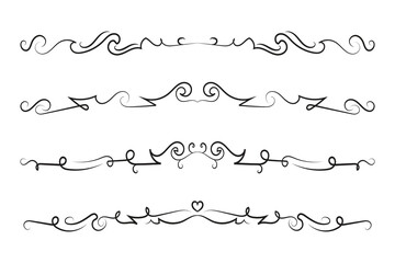 Calligraphy filigree lines Text dividers, vintage Flourishes decorative Scrolls wedding Ornate, fancy elegant page Separators design elements, Header Swirls menu cards Ornamental Border