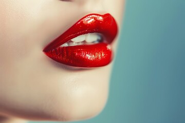 Fototapeta premium Captivating Red Lipstick Close up for Luxury Cosmetic Branding and Advertising