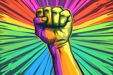 Raised Fist of LGBTQ Pride and Solidarity for Diversity and Representation