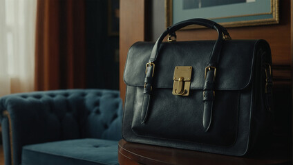Bag hanging from furniture item indoors