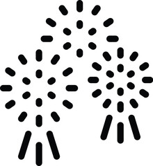 Stylized monochrome vector illustration of fireworks bursting in the sky