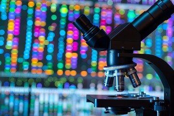 Cutting Edge DNA Research and Medical Analysis with High Tech Scientific Equipment and Microscope