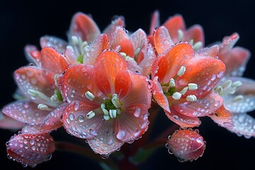 Exquisite Floral Macro Photography with Glistening Droplets on Vibrant Petals