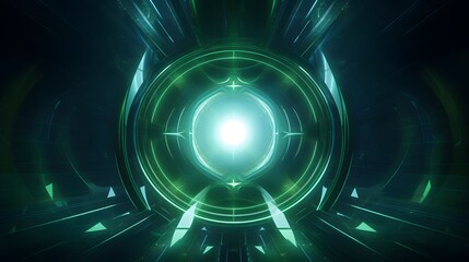 Digital technology green blue radiating line space concept art poster background