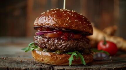 elk burger, copy space