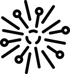 Simplistic black starburst or sunburst vector pattern on a white background