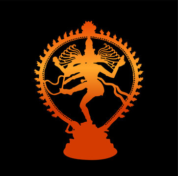 Shiva Nataraj vector icon with worm color on black background. Art work