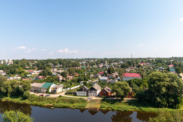Obraz premium Panoramic view on Torzhok from tower